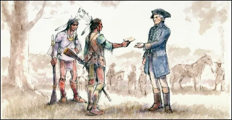 This image illustrates the alliance between the American colonists and the Oneida Indian Nation during the Revolutionary War (image courtesy of Pennsylvania Wilds)