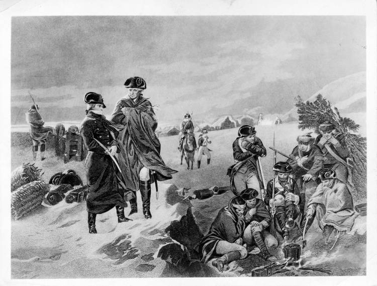 George Washington and his army in the winter of 1776.