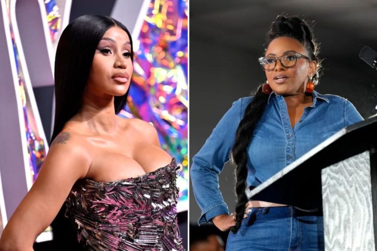 Rapper Cardi B, left, and Rep. Jasmine Crockett (D-TX), right.