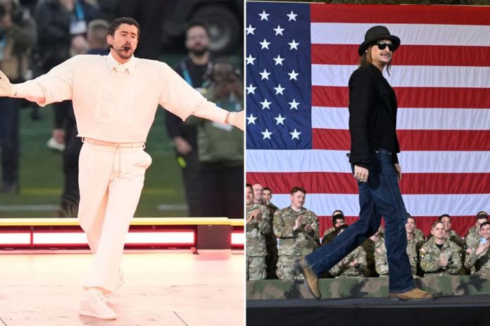 Bad Bunny and Kid Rock clash in dueling Super Bowl halftime shows