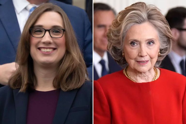 Rep. Sarah McBride and former Secretary of State Hillary Clinton.