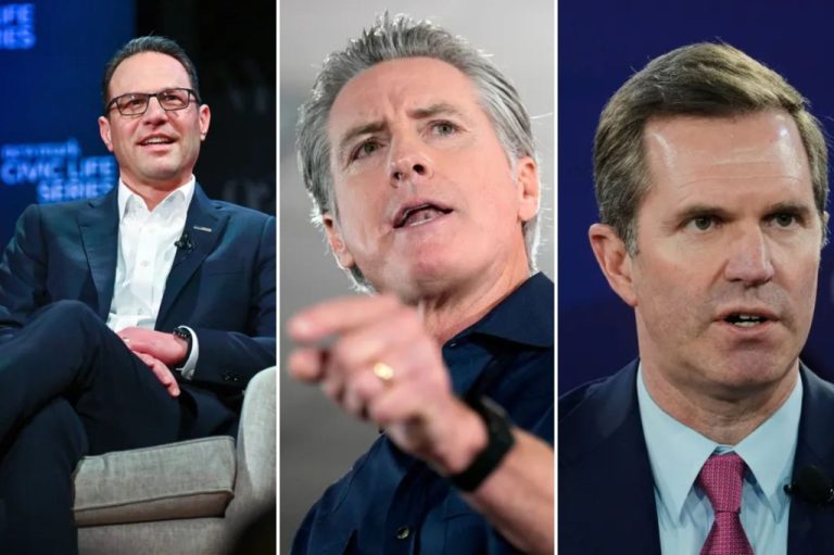 Left to Right: Governors Josh Shapiro (D-PA), Gavin Newsom (D-CA), and Andy Beshear (D-KY).