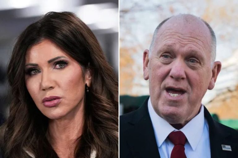 Kristi Noem and Tom Homan collage