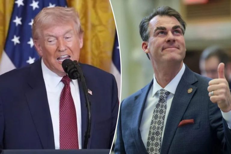 A collage of President Donald Trump and Gov. Kevin Stitt (R-OK).