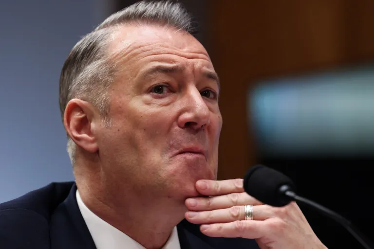 Acting Director of US Immigration and Customs Enforcement (ICE) Todd Lyons testifies before a Senate Homeland Security and Governmental Affairs Committee in an oversight hearing amid scrutiny over immigration enforcement and recent developments in Minnesota at the Dirksen Senate Office Building in Washington, DC on February 12, 2026. (Graeme Jennings / Washington Examiner)