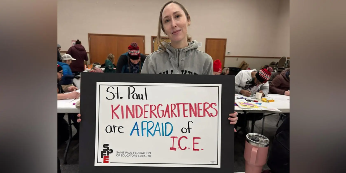 St. Paul Federation of Educators made signs a workshop claiming that “St. Paul kindergarteners are afraid of ICE.”