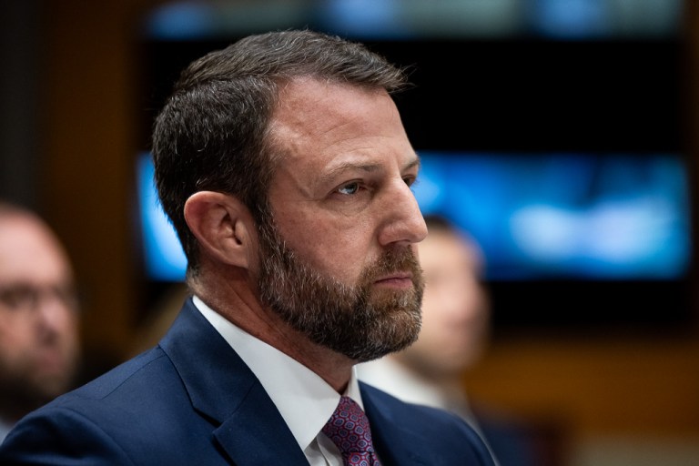 Sen. Markwayne Mullin (R-OK), the homeland security secretary nominee, testifies during a Senate Homeland Security and Governmental Affairs Committee confirmation hearing.