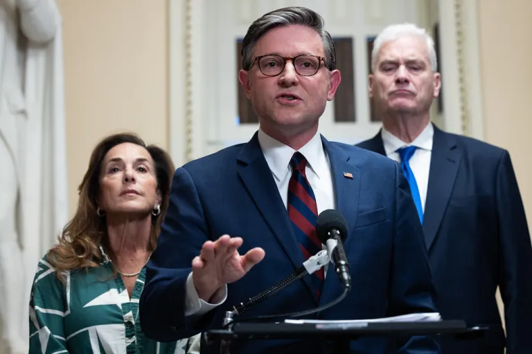 Speaker Mike Johnson (R-LA) talks to reporters on March 27, 2026, about a proposed continuing resolution to fund Department of Homeland Security until May 22. (Graeme Jennings/Washington Examiner)