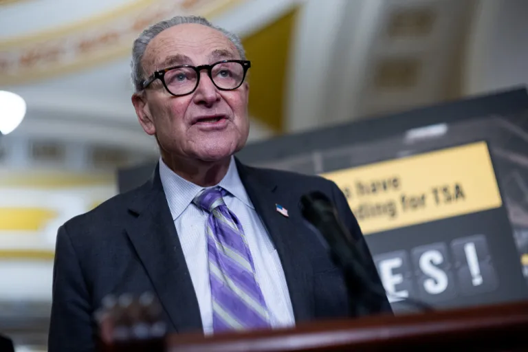 Senate Minority Leader Chuck Schumer (D-NY) speaks during a Senate luncheon press conference.