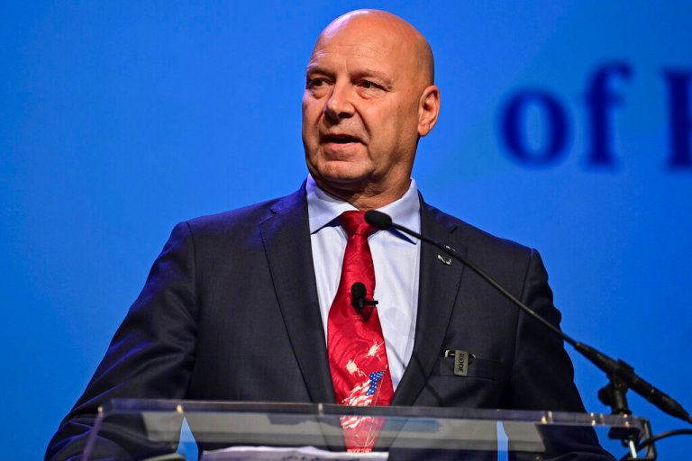 Pennsylvania Republican gubernatorial candidate Doug Mastriano speaks during a campaign stop in Erie, Pa., Thursday, September 29, 2022.