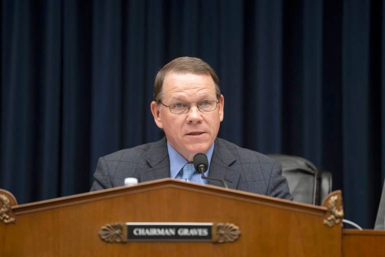 Rep. Sam Graves, R-Mo., speaks during a hearing of the House Committee on Transportation and Infrastructure on Capitol Hill, Wednesday, Sept. 20, 2023, in Washington. (AP Photo/Mark Schiefelbein)