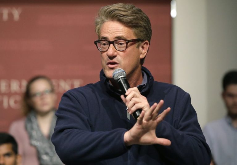Joe Scarborough takes questions from a Harvard audience.