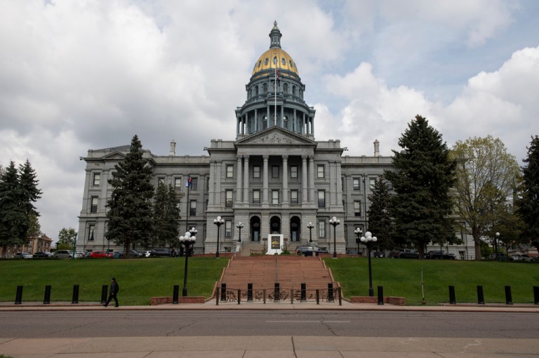 The exterior of the Colorado Capitol on Wednesday, May 7, 2025, in Denver. (AP Photo/Rachel Woolf)
