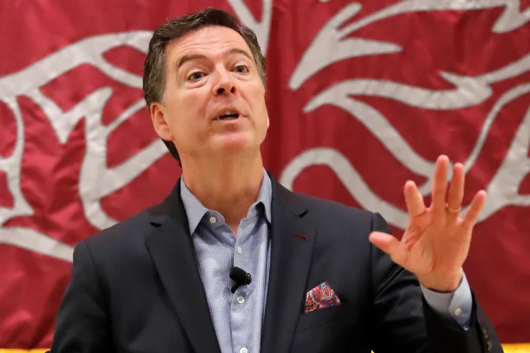 Former FBI Director James Comey speaks at the University of Chicago Law School