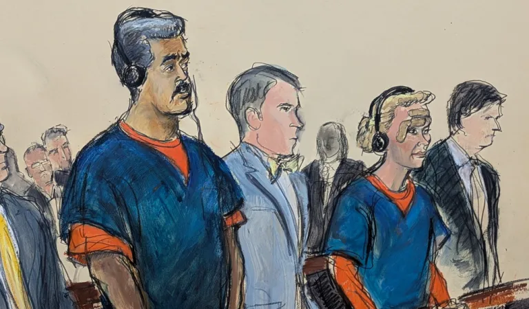 Nicholas Maduro and wife Cilia in a courtroom sketch.