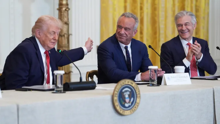 President Donald Trump speaks during an event to promote investment in rural health care in the East Room of the White House, Friday, Jan. 16, 2026, in Washington, with Secretary of Health and Human Services, Robert F. Kennedy, Jr., and Mehmet Oz, Administrator for the Centers for Medicare & Medicaid Services.