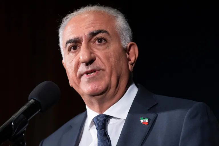 Iranian opposition leader Reza Pahlavi speaks during a news conference on Friday, Jan. 16, 2026, in Washington.