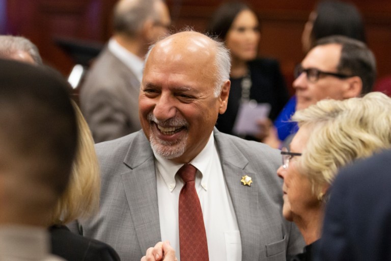 Nevada Lt. Gov. Stavros Anthony laughs in the Assembly Chambers of the Nevada Legislature in Carson City, Nev., Feb. 6, 2023.