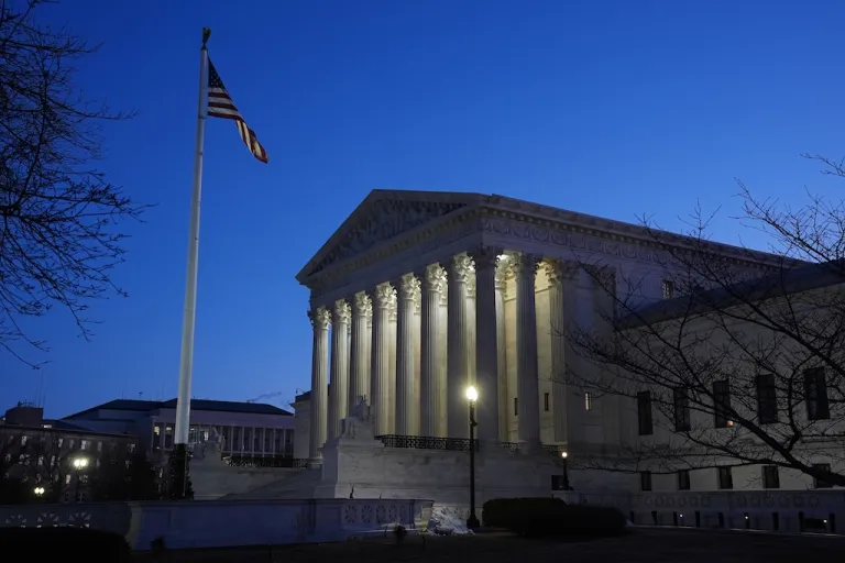 Shown is the U.S. Supreme Court Building in Washington, Tuesday, Feb. 24, 2026. (AP Photo/Matt Rourke)