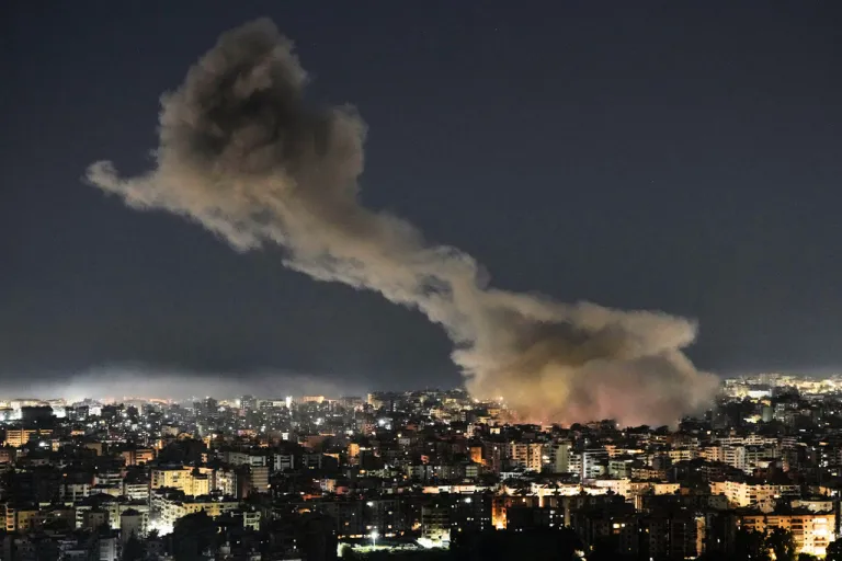 Smoke rises from Israeli airstrikes in Dahiyeh, a southern suburb of Beirut, Lebanon.