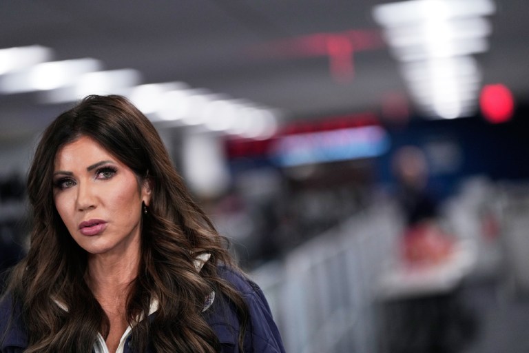 FILE - Homeland Security Secretary Kristi Noem gives a news conference at Federal Emergency Management Agency headquarters, Jan. 24, 2026, in Washington. (AP Photo/Julia Demaree Nikhinson, File)