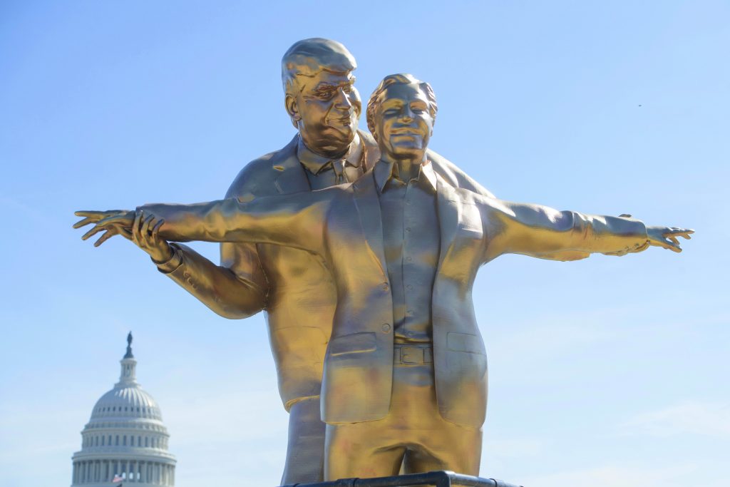 Newest Trump-Epstein statue in DC recreates Titanic’s ‘King of the World’ pose