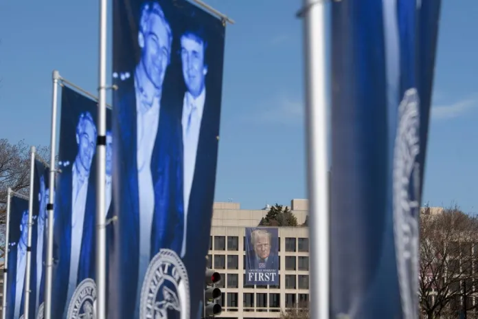 Trump Epstein banners.