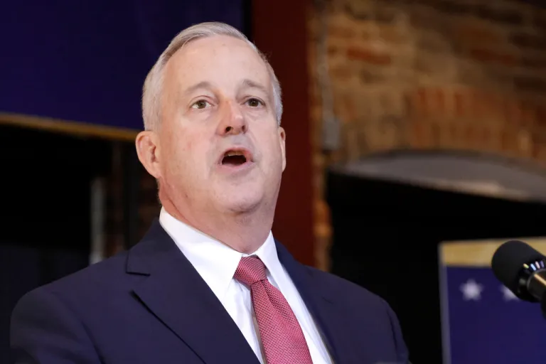 North Carolina Republican Senate candidate Michael Whatley addresses the crowd before Vice President JD Vance speaks Friday, March 13, 2026, in Rocky Mount, N.C.