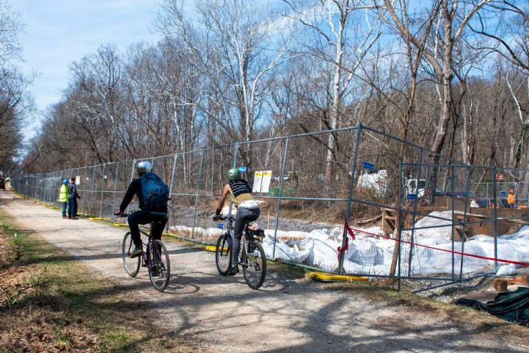 Bikers ride along C&O canal in Washington, D.C.