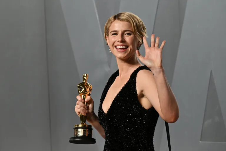Jessie Buckley arrives at the Vanity Fair Oscar Party on Sunday, March 15, 2026, at the Los Angeles County Museum of Art in Los Angeles.