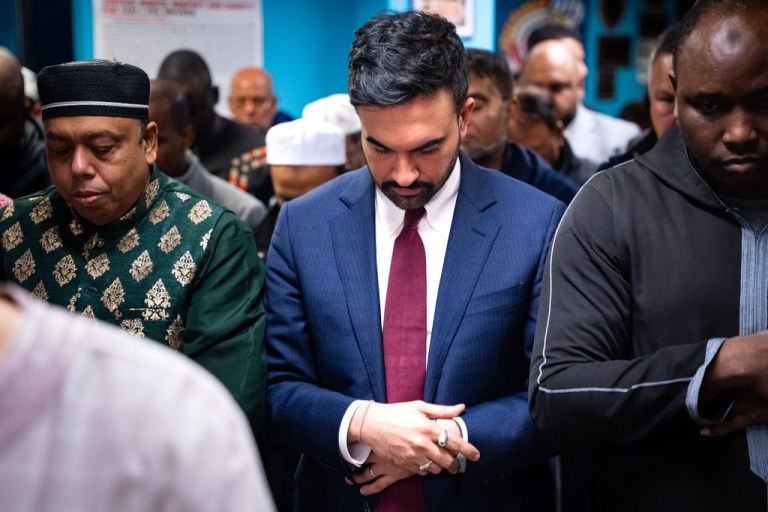 Zohran Mamdani joins the prayer before breaking fast at a Ramadan Iftar