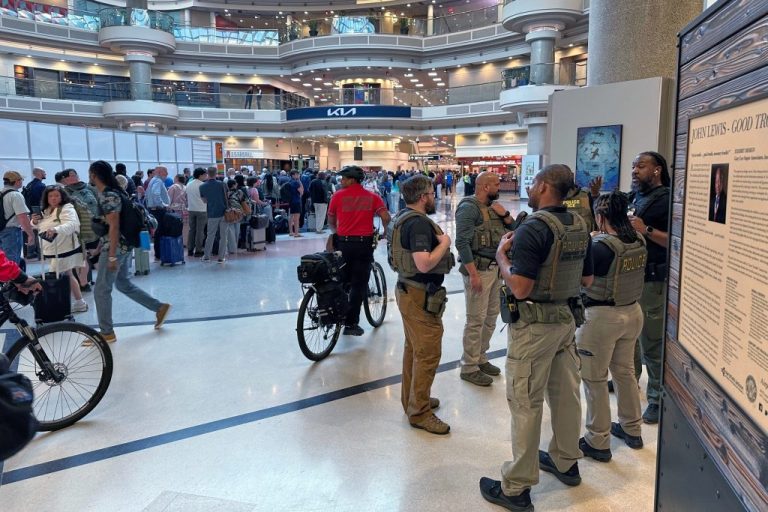 Federal immigration agents at Hartsfield-Jackson Atlanta International Airport.