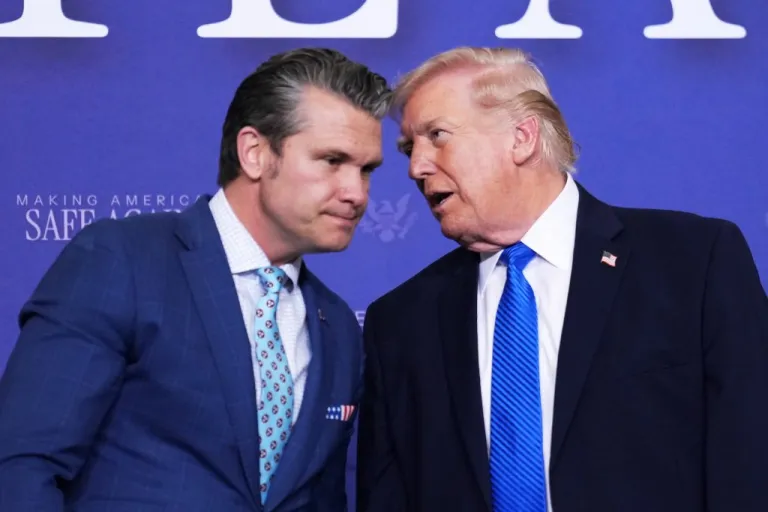 President Donald Trump and War Secretary Pete Hegseth.