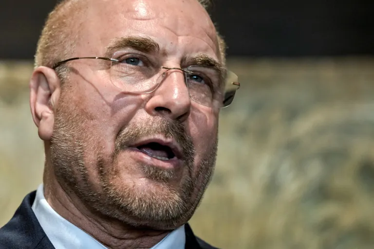 Close-up of Iran's parliament speaker Mohammad Baqer Qalibaf