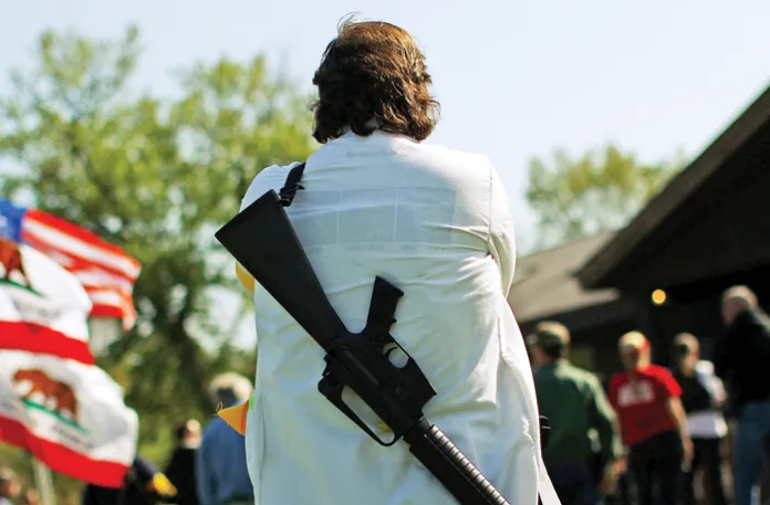An attendee at an ‘Open Carry Rally’ in Alexandria, Virginia, April 19, 2010. (Win McNamee/Getty)