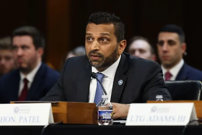 Kash Patel speaks before the Senate Select Committee on Intelligence.