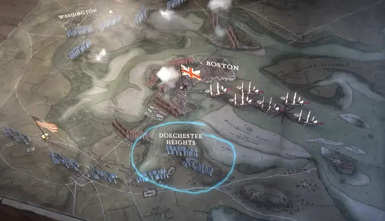 More than 2,000 patriot troops took Dorchester Heights without detection by the British.