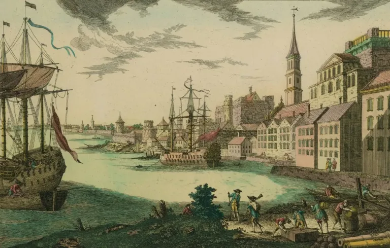 Boston Harbor by Franz Xaver Habermann circa 1776 (courtesy John Carter Brown library)