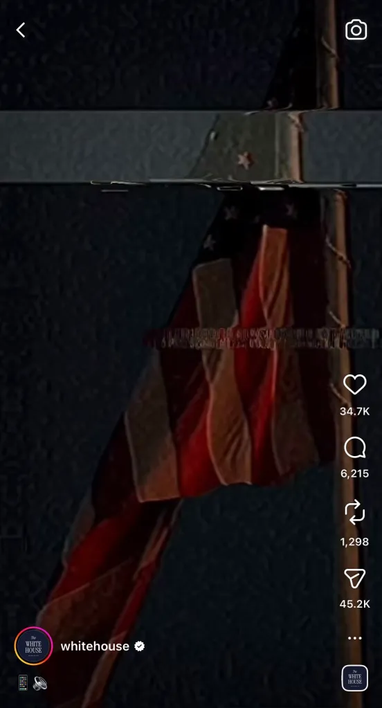 Screenshot of a White House Instagram video, posted on Wednesday, March 25. 