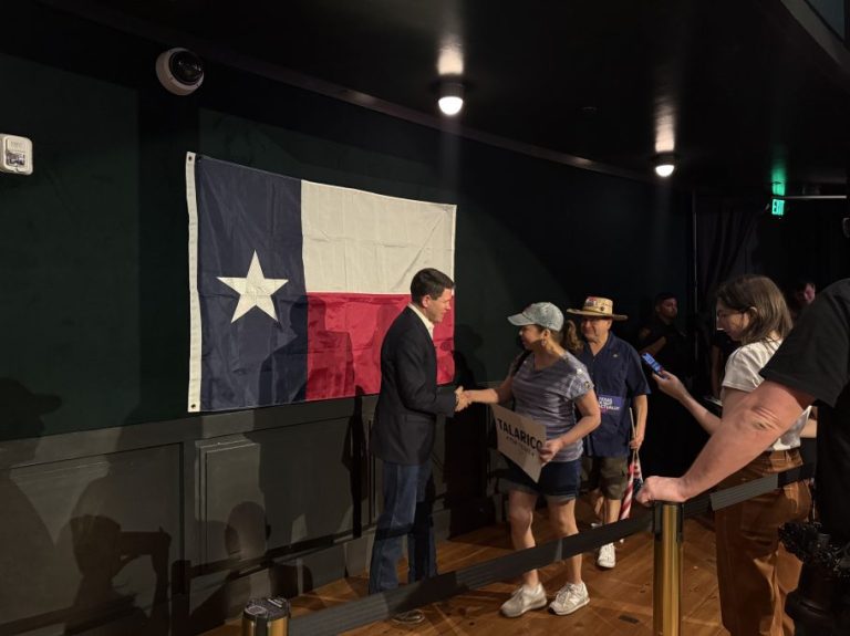 Texas Rep. James Talarico meets with rally goers ahead of his primary election. (Green / Washington Examiner)