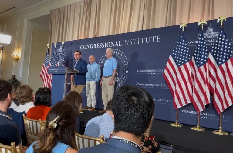 Speaker Mike Johnson (R-LA) at a press conference in Doral, FL. (Lauren Green/Washington Examiner)