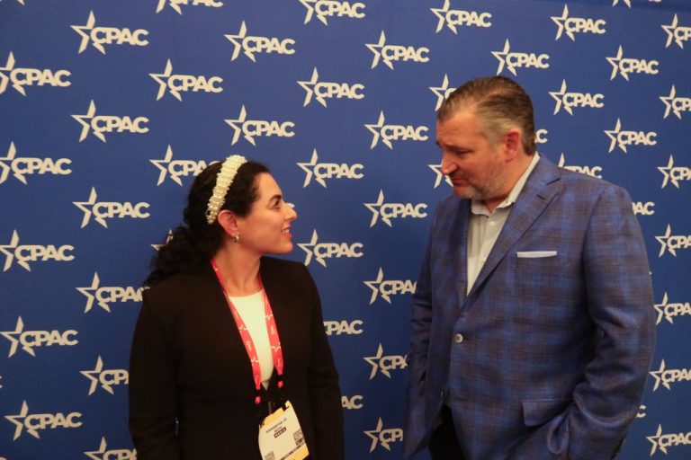 Sen. Ted Cruz (R-TX) speaks with the Washington Examiner's Samantha-Jo Roth at CPAC. (Sydney Topf, Washington Examiner)