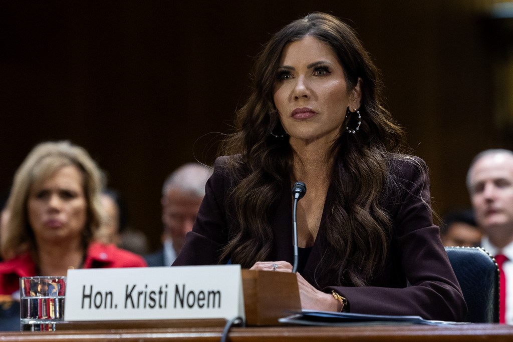 Secretary of Homeland Security Kristi Noem testifies before the Senate Judiciary Committee.