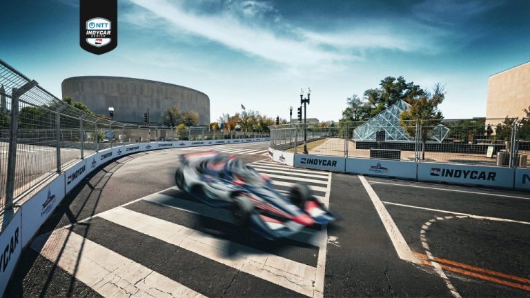 Mock up of an indy car racing on national mall