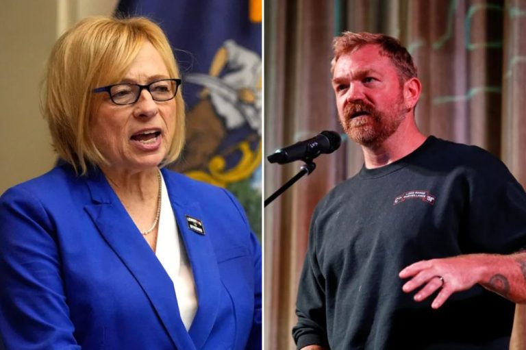 Gov. Janet Mills (D-ME) and Maine Democratic primary opponent Graham Platner speak at separate events.