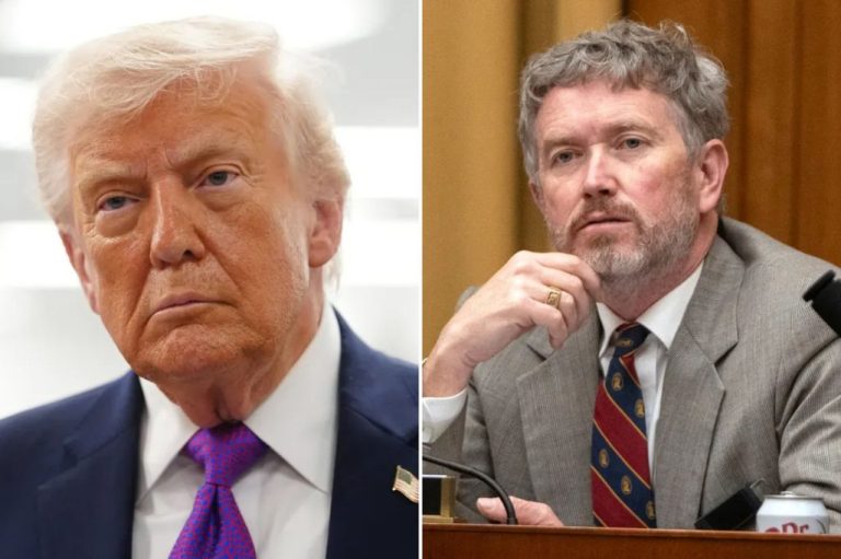 Collage of President Donald Trump and Rep. Thomas Massie (R-KY).
