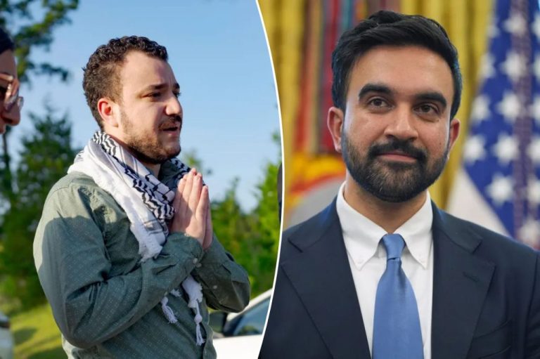 A collage of Columbia University graduate student Mahmoud Khalil and New York City Mayor Zohran Mamdani.