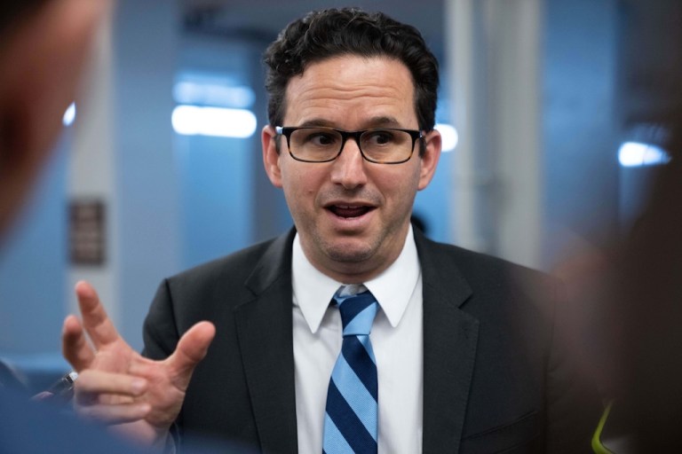 Sen. Brian Schatz (D-HI) speaks as he departs following votes at the Capitol on March 5, 2026.