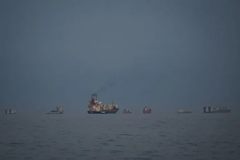 Ships in waters near Strait of Hormuz.