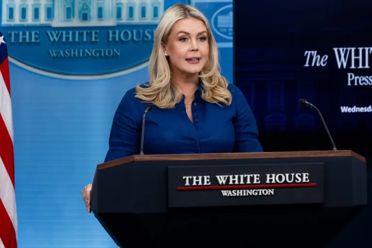 White House press secretary Karoline Leavitt speaks during a press briefing.